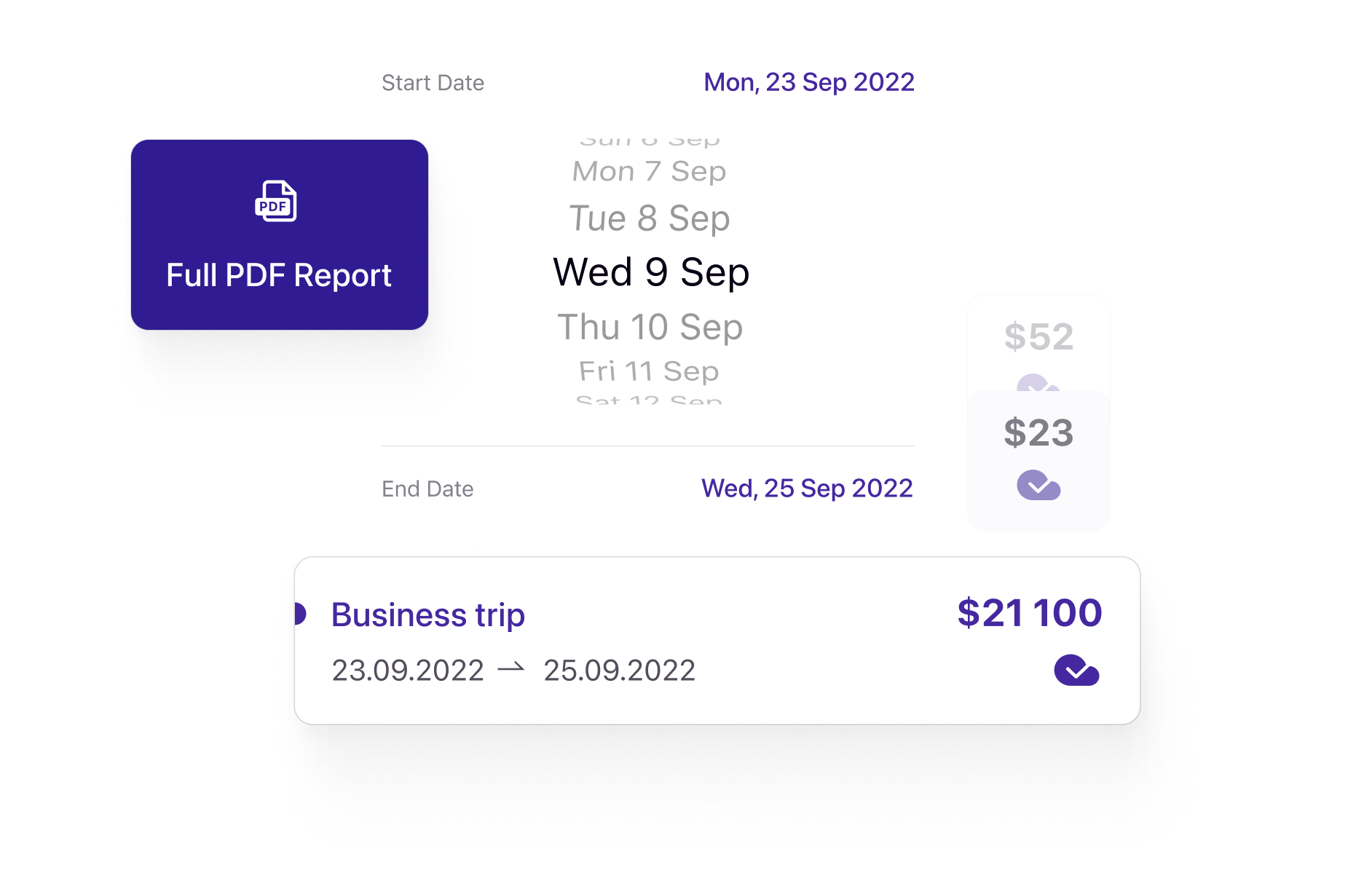 Professional expense reports in PDF and CSV format